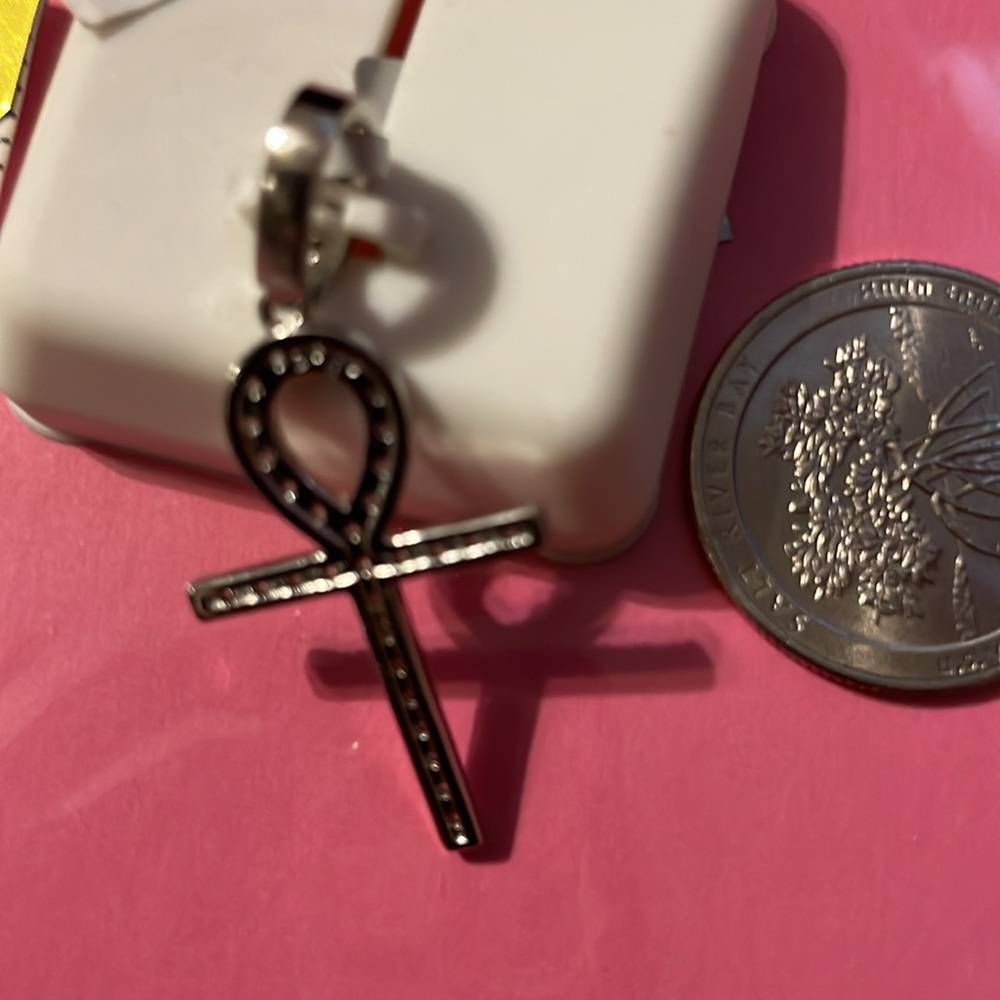 Sterling Silver Medium Size Egyptian Cross Charm pendant - Picture 3 of 3